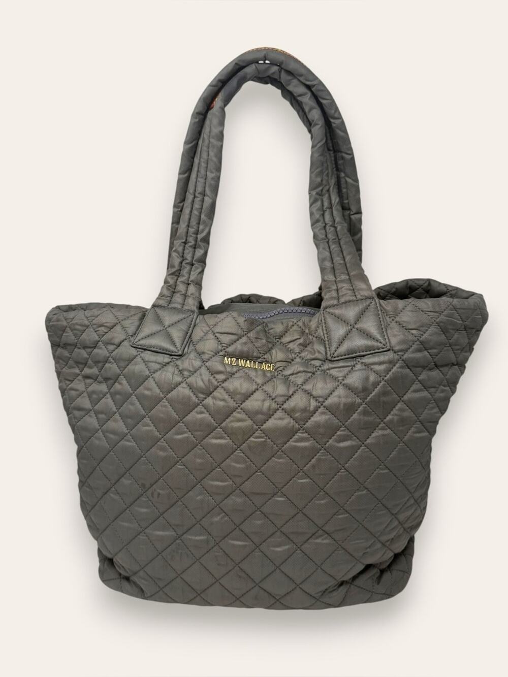 MZ Wallace Charcoal Gray Medium Metro Quilted Shoulder Tote Bag